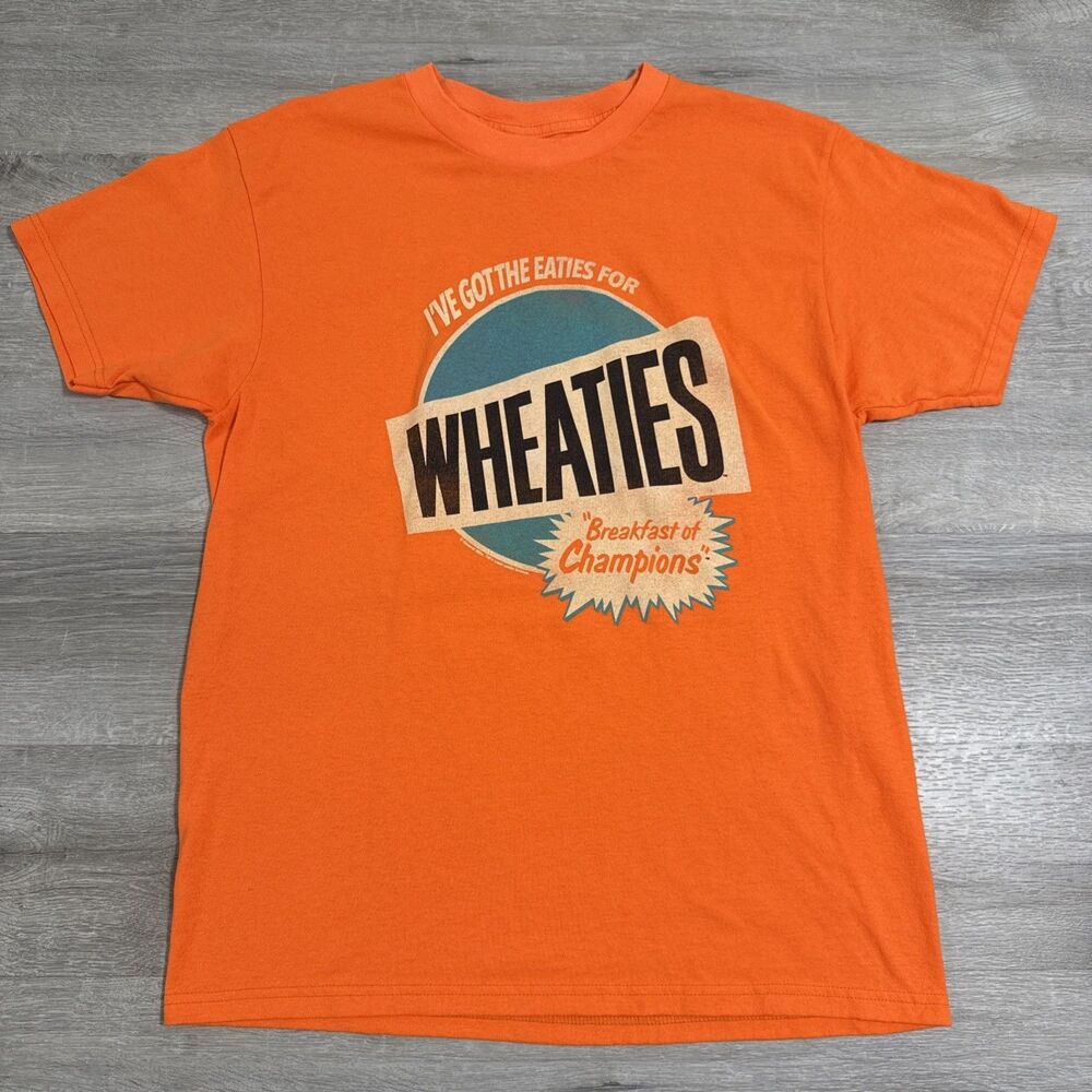 Wheaties Shirt Breakfast Of Champions Men’s Orange Medium Cotton Cereal Tee